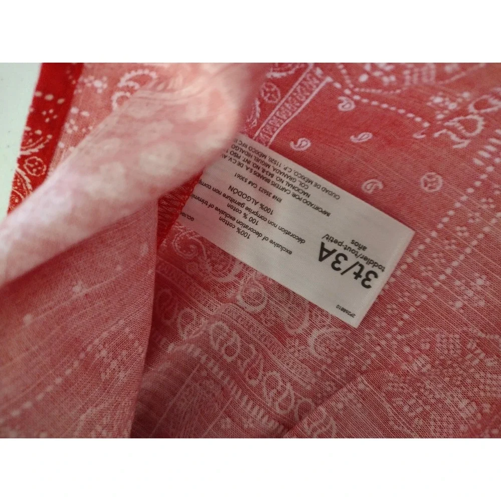 OshKosh Bgosh Toddler Girls Red Bandana Paisley Smocked Skirt 3T Cotton